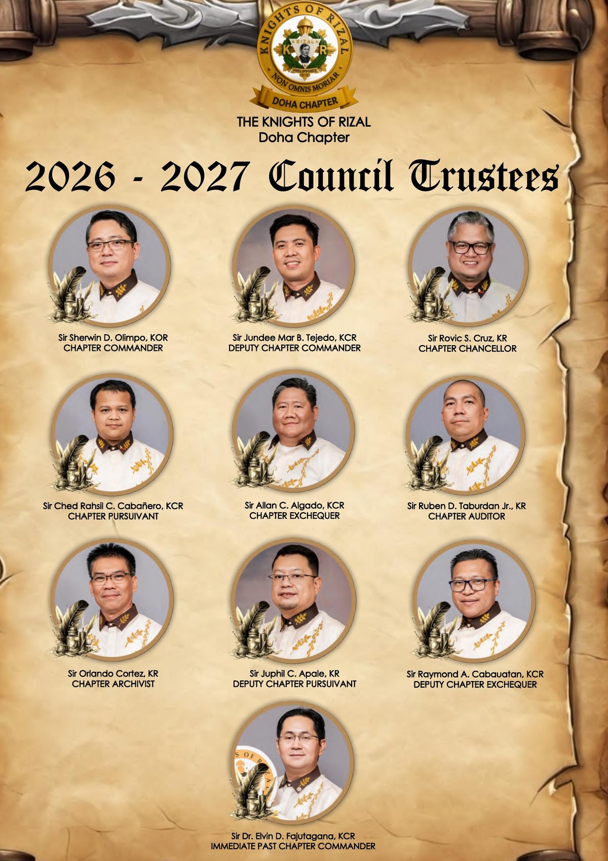Knights of Rizal Doha Chapter 2026–2027 Council Trustees
